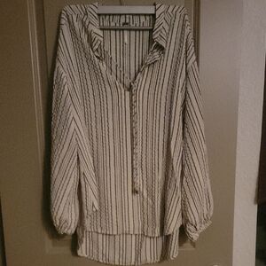 Free People Cream Tunic with Black Pinstripes
